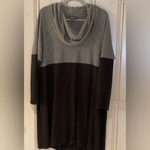 Plus size funnel neck color block sweater dress
